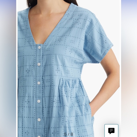 Madewell eyelet v-neck minidress size XS NWOT - Picture 3 of 5